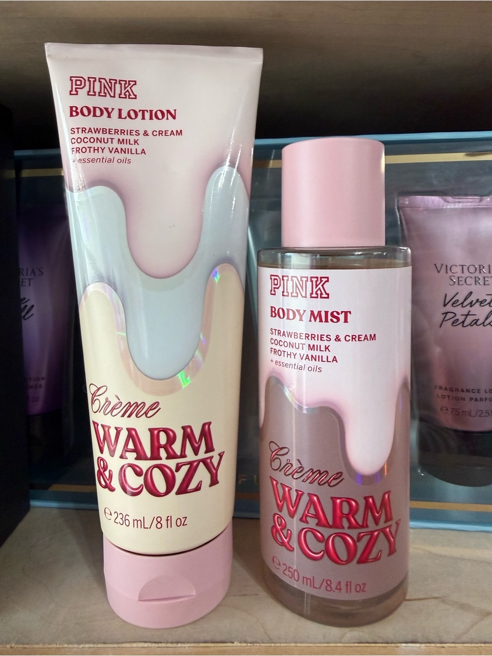 PINK Victoria's Secret Warm & Cozy Crème Body Lotion & Body Mist - Pink - Picture 1 of 2